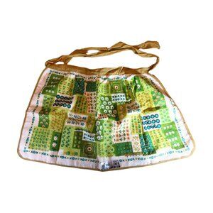 Vintage Parisian Prints All Pure Linen 1970's Half Apron Kitchen Wear